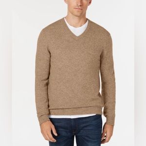 J. Crew Cashmere blend v neck in Mushroom